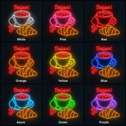 Bonjour Coffee Croissants LED Neon Sign - Shineneon