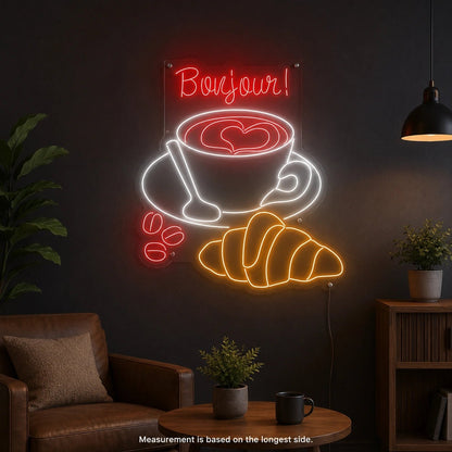 Bonjour Coffee Croissants LED Neon Sign - Shineneon