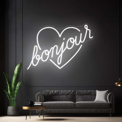 Bonjour Love Shape Led Neon Signs Wall Art - Shineneon