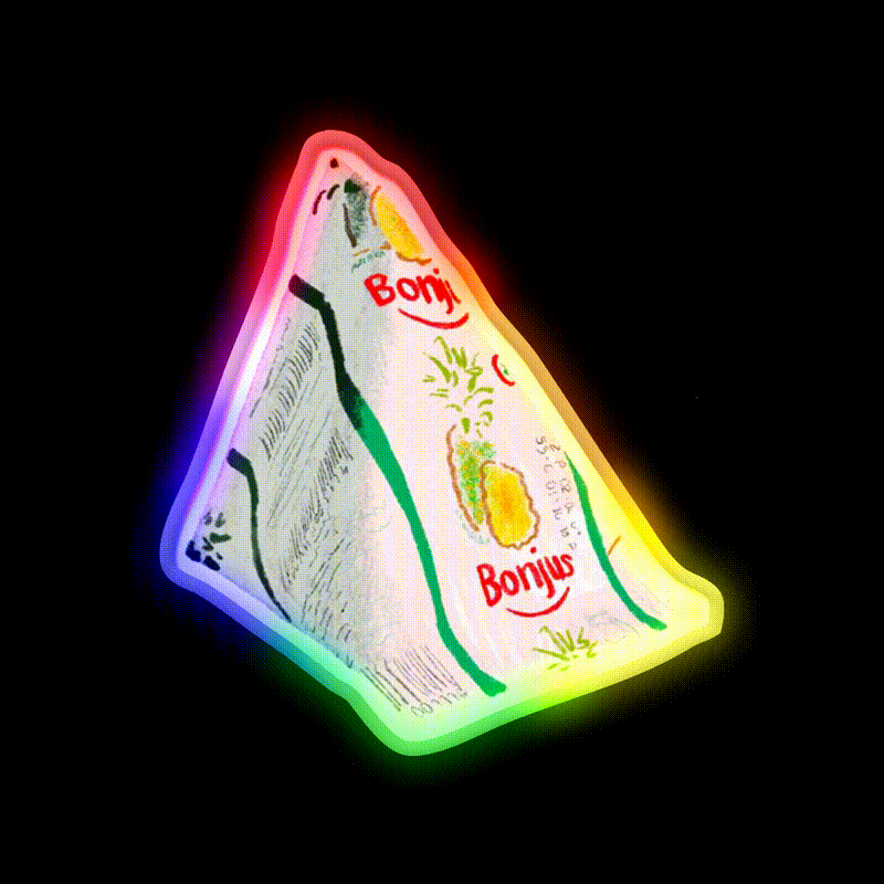 Bonjus Pyramid Snack Food Led Neon Sign Rgb Color - LED neon sign close-up detail