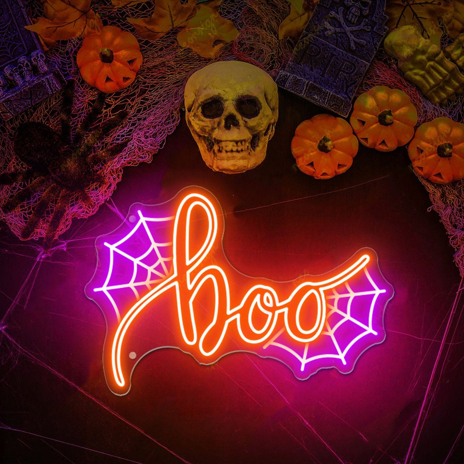 Boo Spider Web Neon Sign Halloween Neon Sign | Shineneon