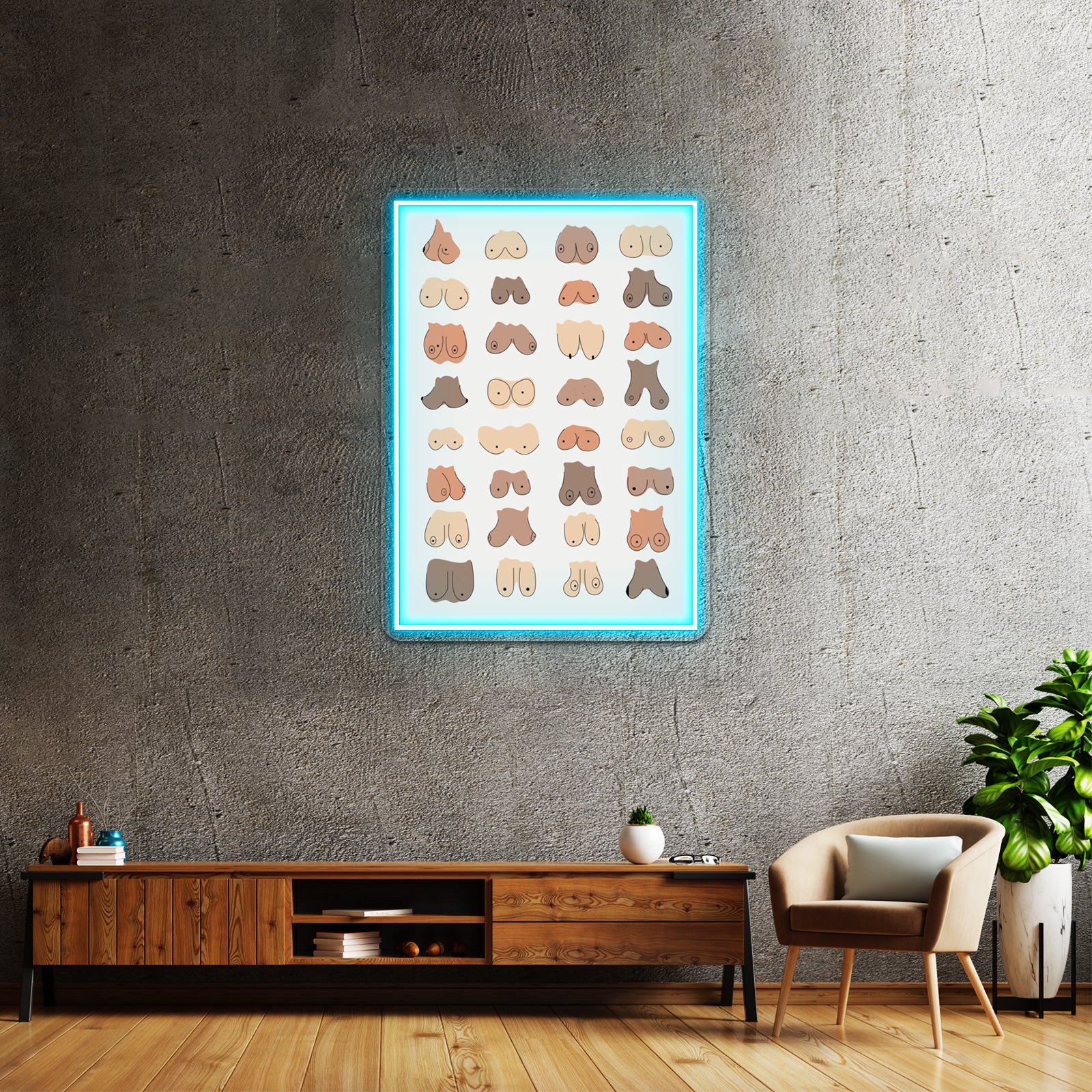 Boobs Come In All Shapes And Sizes Colourful Wall Artwork Neon Signs | Shineneon