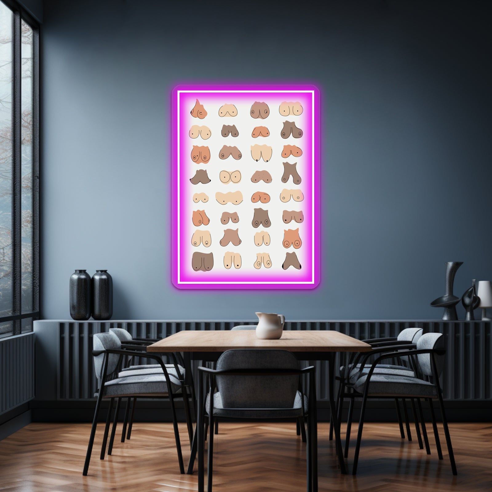 Boobs Come In All Shapes And Sizes Colourful Wall Artwork Neon Signs | Shineneon