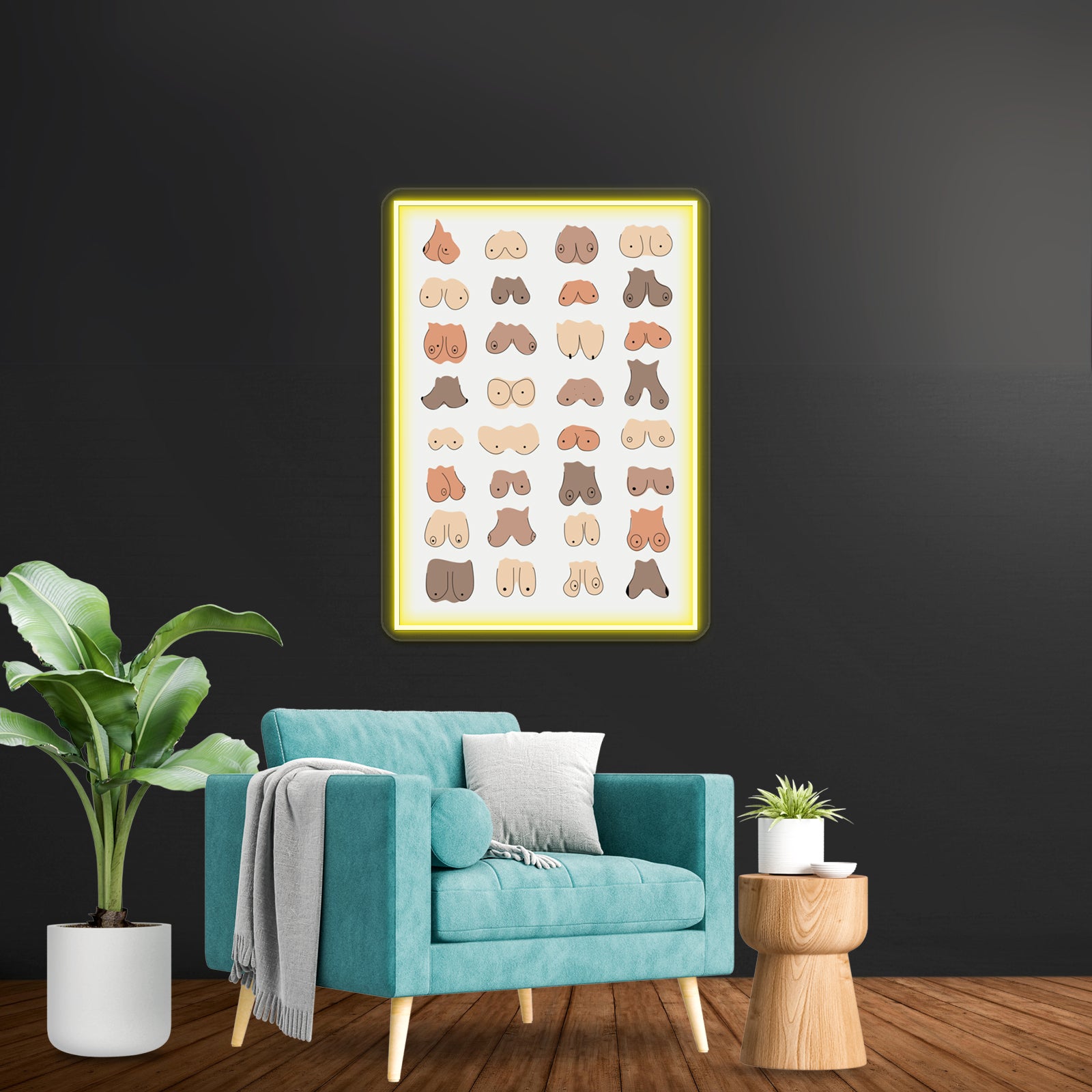 Boobs Come In All Shapes And Sizes Colourful Wall Artwork Neon Signs | Shineneon