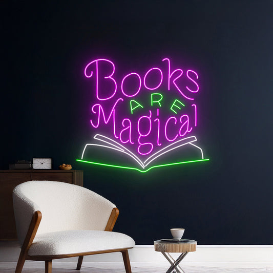 Book Are Magical Neon Sign