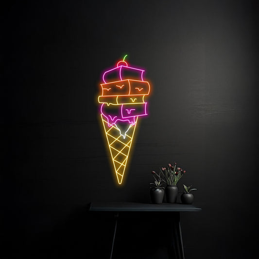 Book Ice Cream Neon Sign