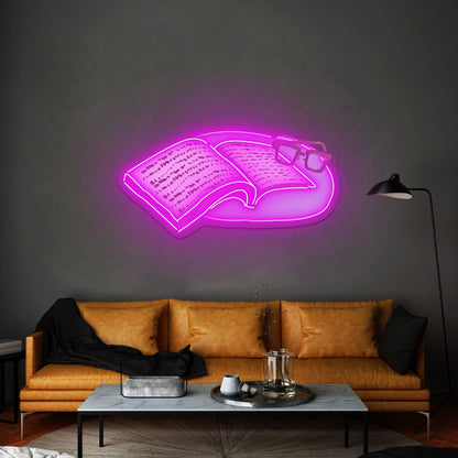 Book With Glasses Neon Signs For Home Decor - Shineneon