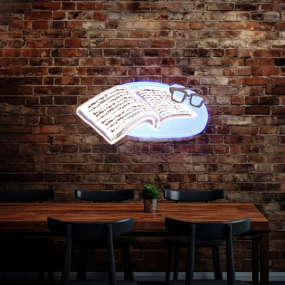 Book With Glasses Neon Signs For Home Decor - Shineneon