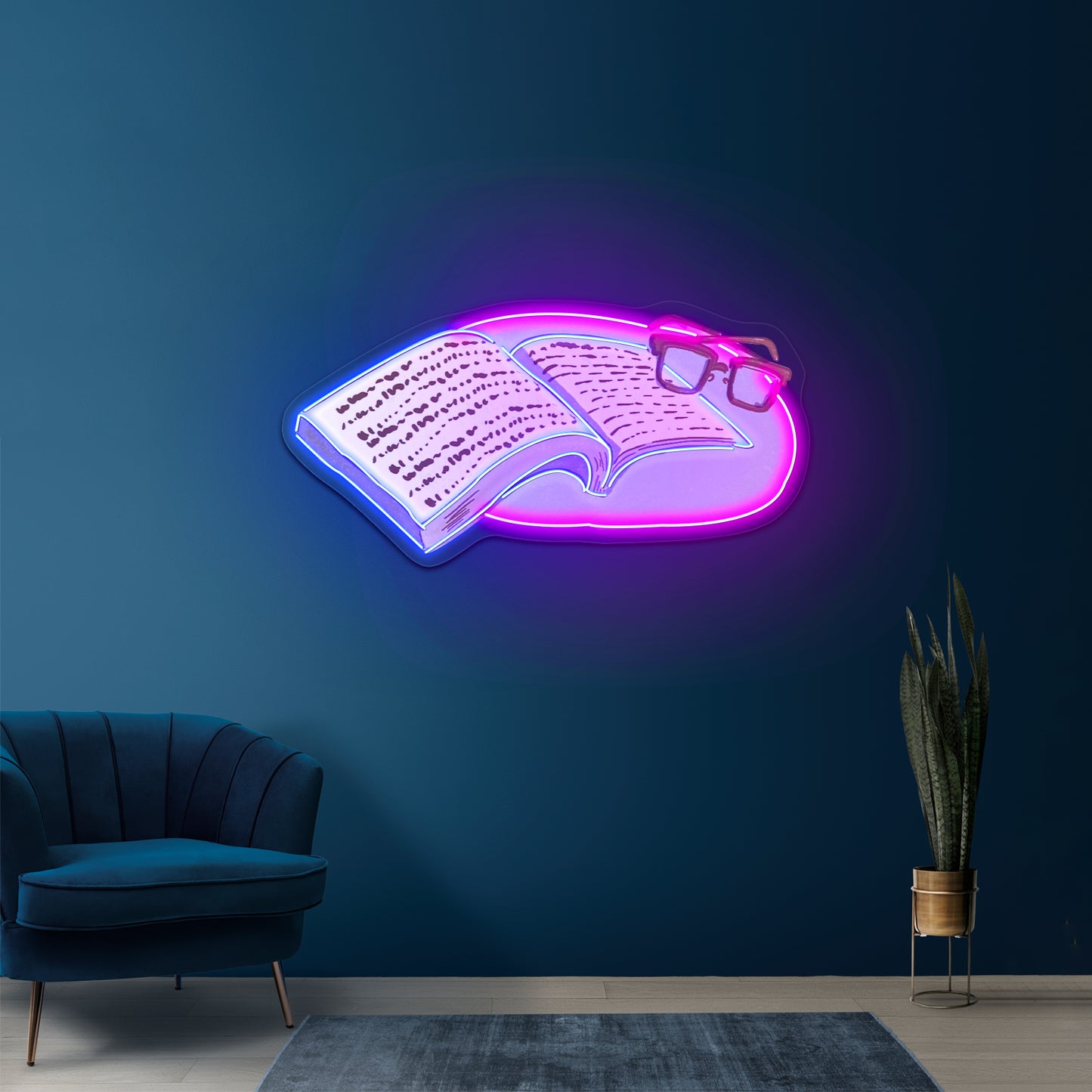 Book With Glasses Neon Signs for home decor