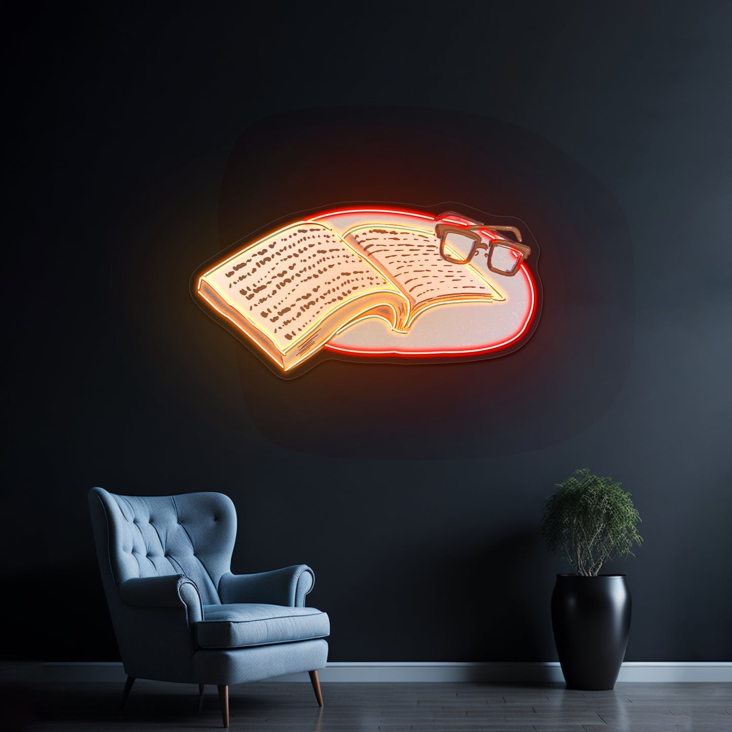 Book With Glasses Neon Signs for home decor