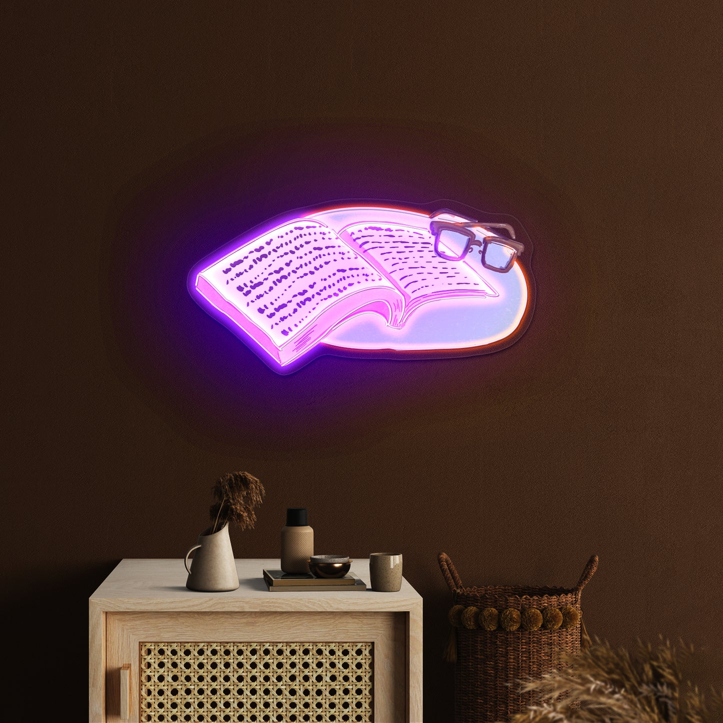 Book With Glasses Neon Signs for home decor