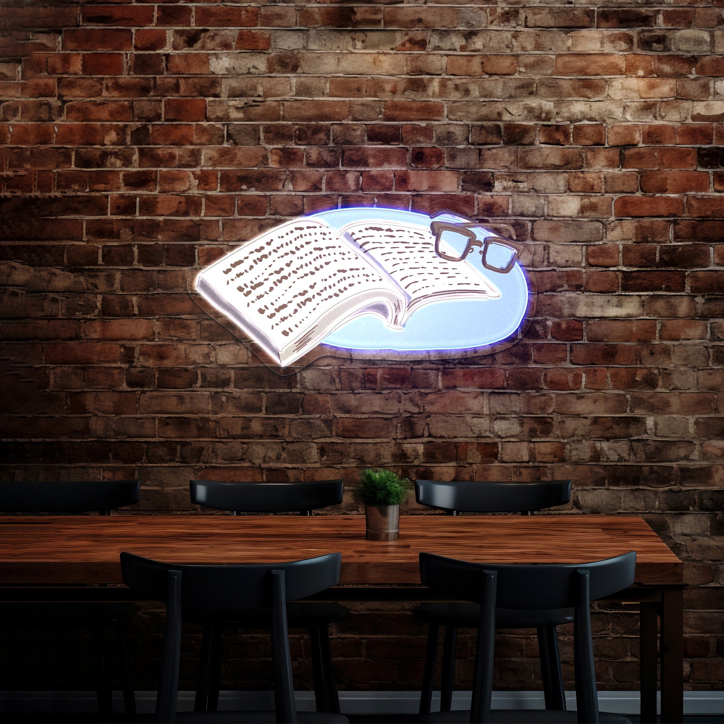 Book With Glasses Neon Signs for home decor