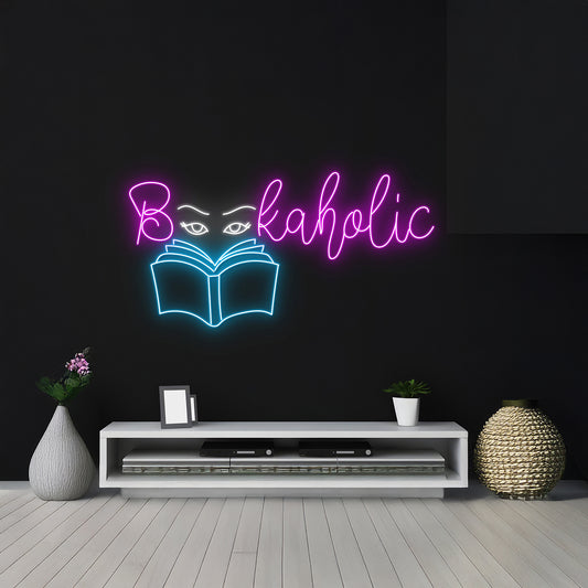 Bookaholic Neon Sign Store Shop Room Decor Gift