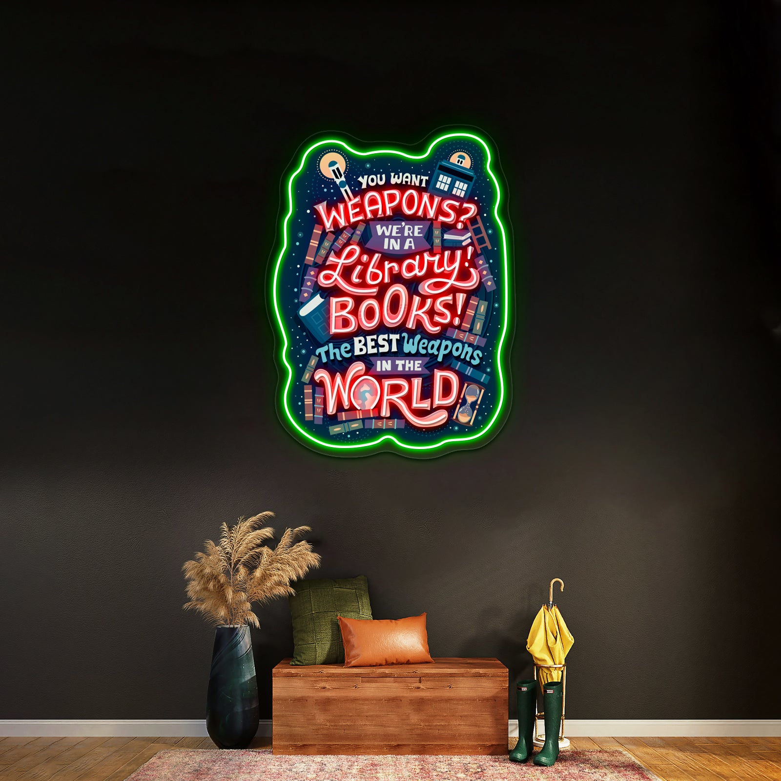 Books Are The Best Weapons Artwork Led Neon Sign