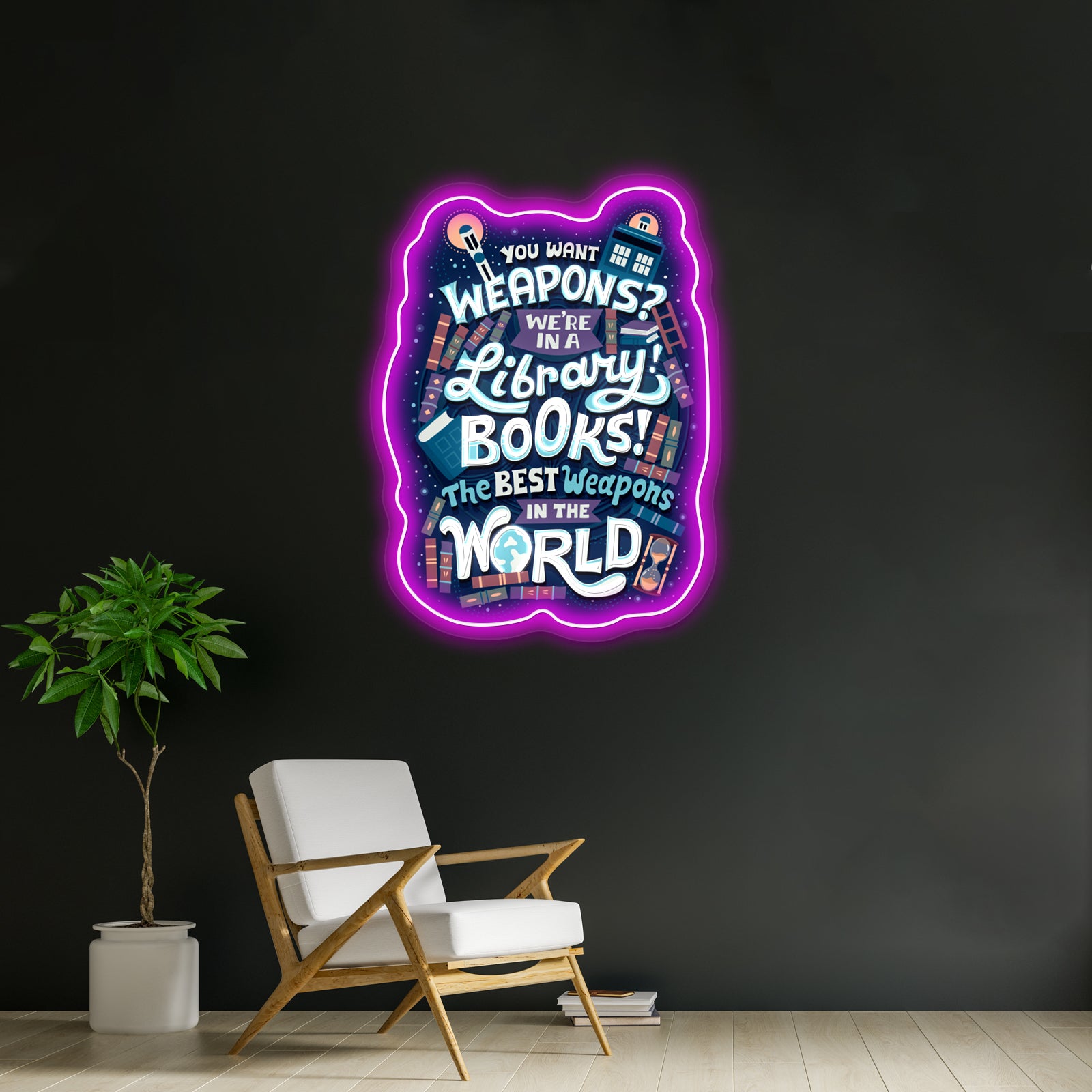 Books Are The Best Weapons Artwork Led Neon Sign