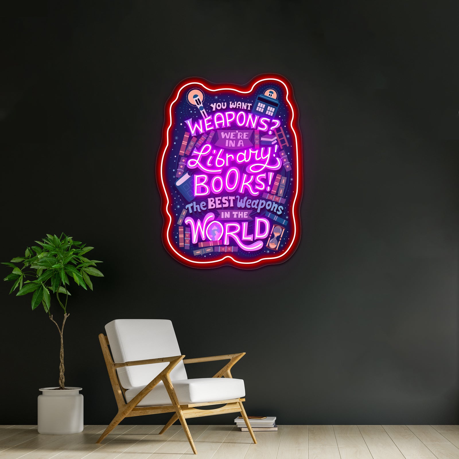 Books Are The Best Weapons Artwork Led Neon Sign