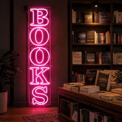Books LED Neon Sign Home Wall Art - 03 Real Lifestyle Scene