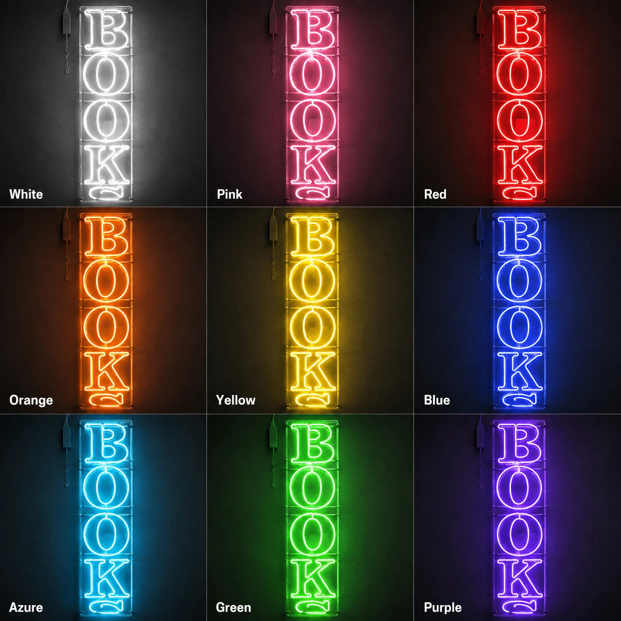 Books LED Neon Sign Home Wall Art - 05 Color Grid