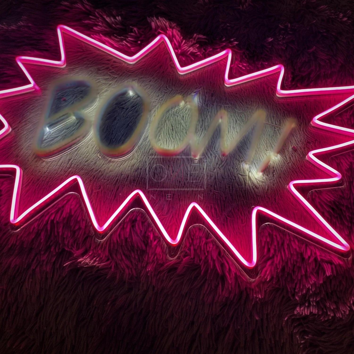 Boom Pink White Comic-Style Led Neon Sign For Indoor Party Decor | Shineneon