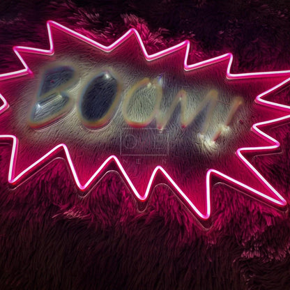 Boom Pink White Comic-Style Led Neon Sign For Indoor Party Decor | Shineneon