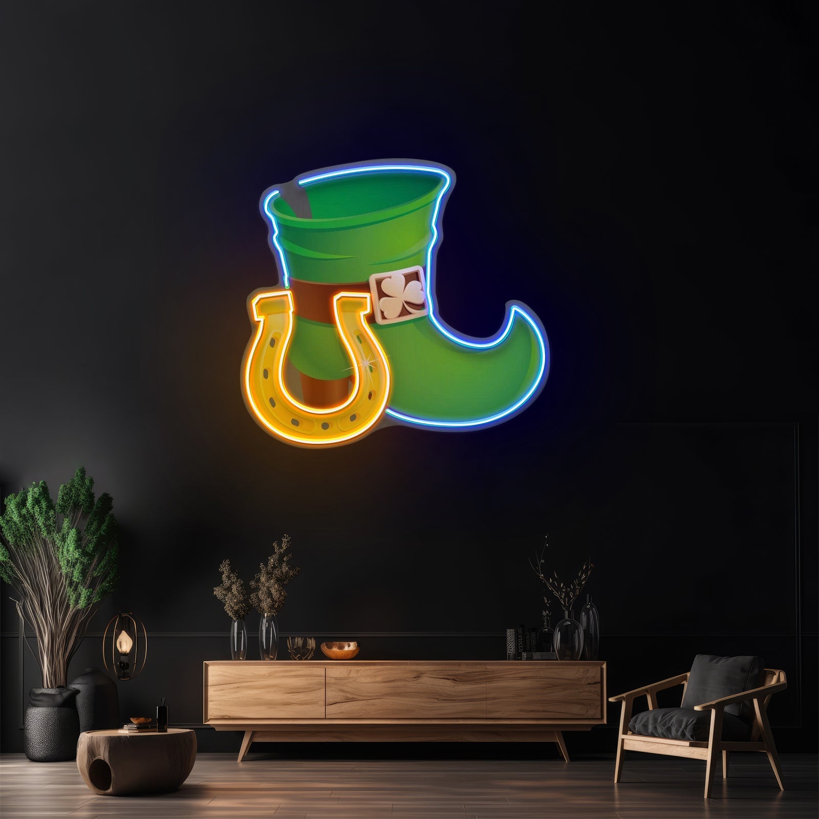 Boot And Horsehoe Neon Sign Saint Patrick Day Led Neon Signs - Shineneon