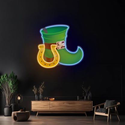 Boot And Horsehoe Neon Sign Saint Patrick Day Led Neon Signs - Shineneon
