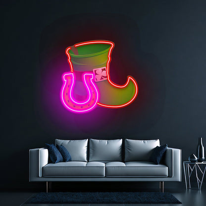 Boot And Horsehoe Neon Sign Saint Patrick Day Led Neon Signs - Shineneon