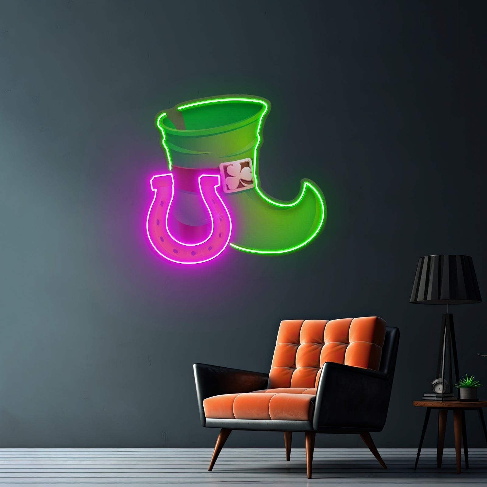 Boot And Horsehoe Neon Sign Saint Patrick Day Led Neon Signs - Shineneon