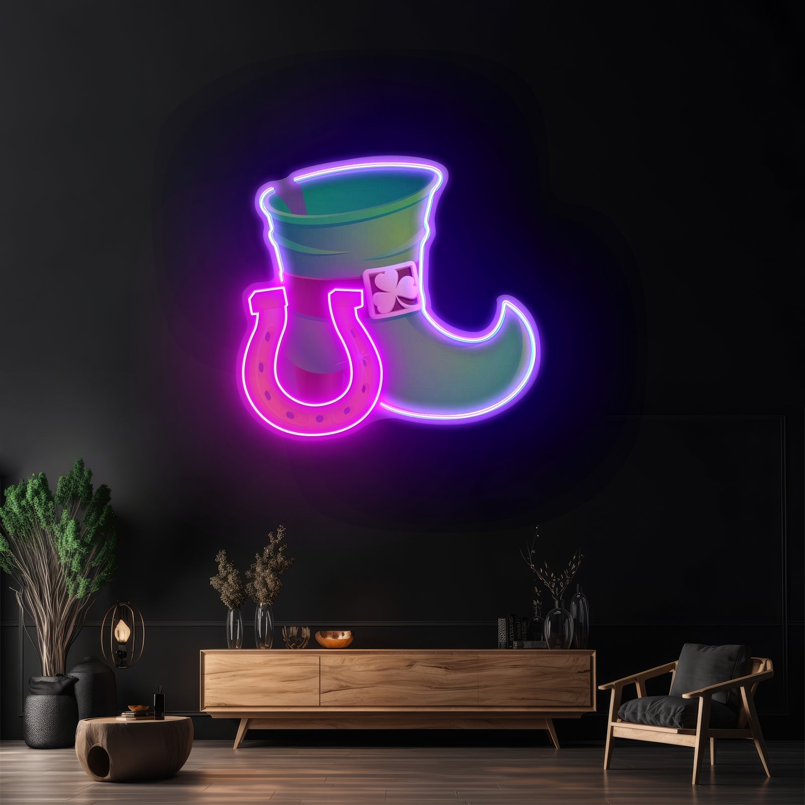 Boot And Horsehoe Neon Sign Saint Patrick Day Led Neon Signs - Shineneon