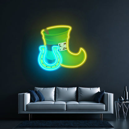 Boot And Horsehoe Neon Sign Saint Patrick Day Led Neon Signs - Shineneon