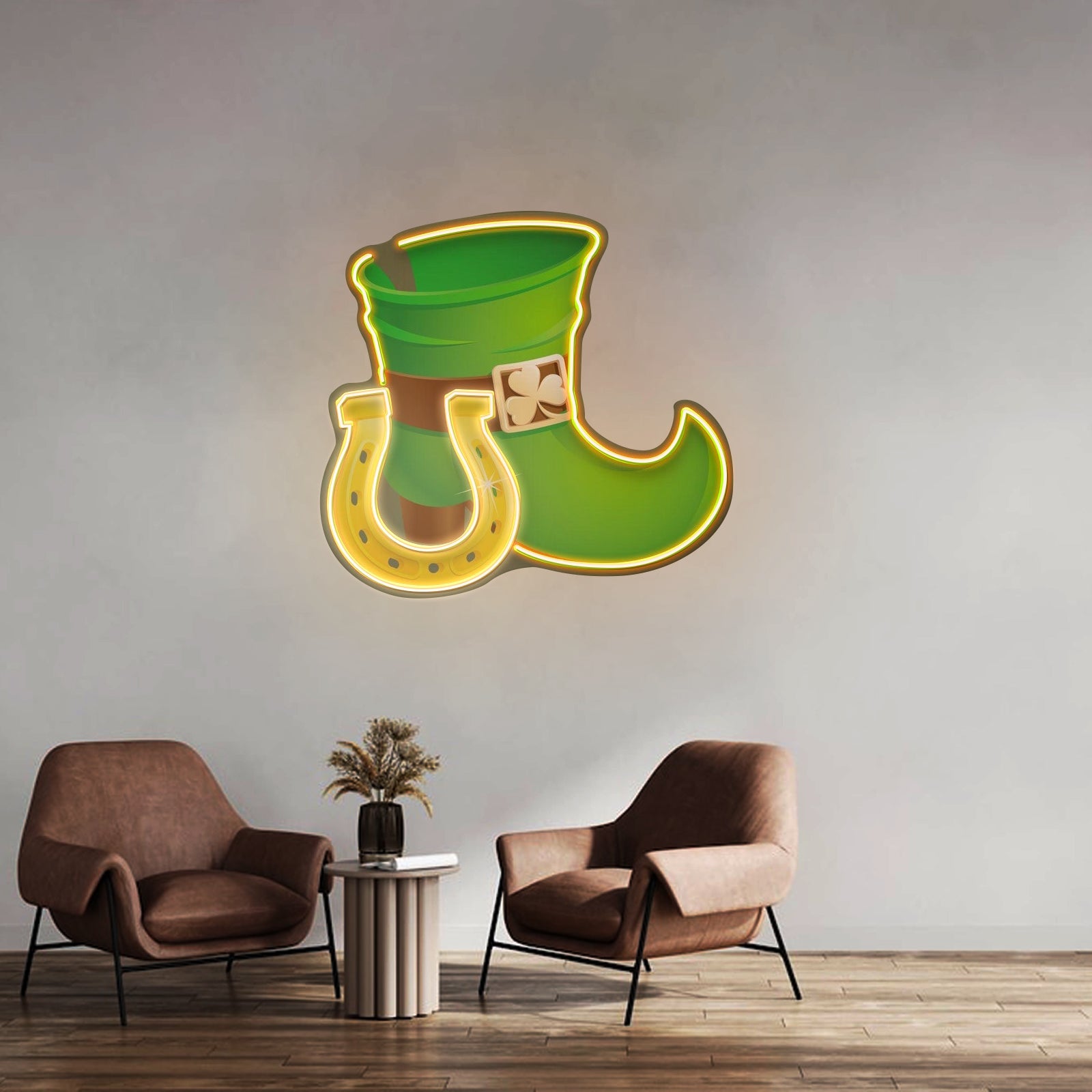 Boot And Horsehoe Neon Sign Saint Patrick Day Led Neon Signs - Shineneon