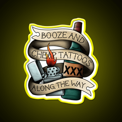 Booze Cheap Tattoos Whiskey Drink Bar Led Neon Sign Rgb Color - Shineneon