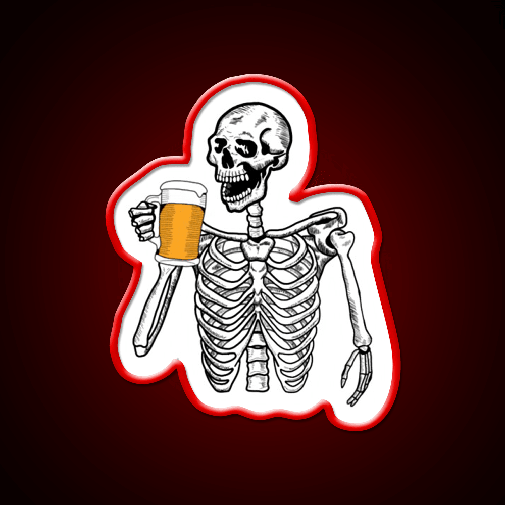 Boozy Skeleton Whiskey Drink Bar Led Neon Sign Rgb Color - Shineneon