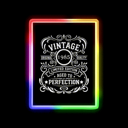 Born In 1985 Vintage 40Th Birthday Themed Whiskey Drink Bar Led Neon Sign Rgb Color - LED neon sign close-up detail