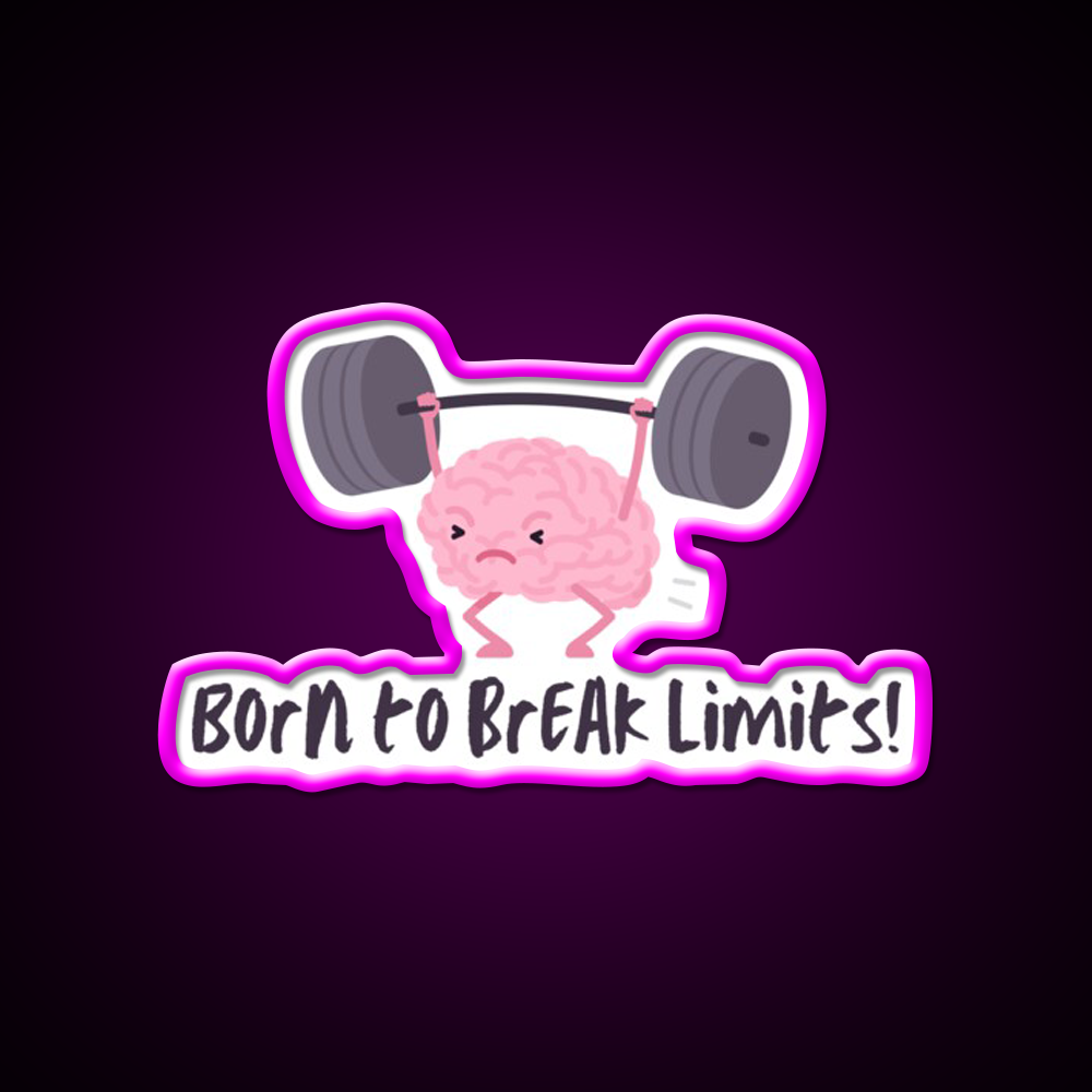 Born To Break Limits Man Cave Bar Led Neon Sign Rgb Color - Neon sign mounted on wall in room