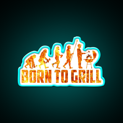 Born To Grill Barbecue Chef Man Cave Bar Led Neon Sign Rgb Color - Size and dimension reference