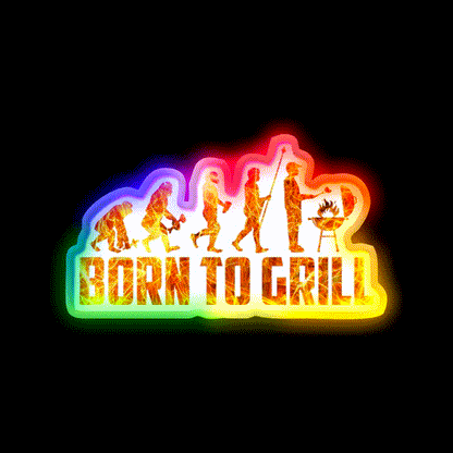 Born To Grill Barbecue Chef Man Cave Bar Led Neon Sign Rgb Color - LED neon sign close-up detail