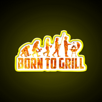 Born To Grill Barbecue Chef Man Cave Bar Led Neon Sign Rgb Color - Custom LED neon sign front view