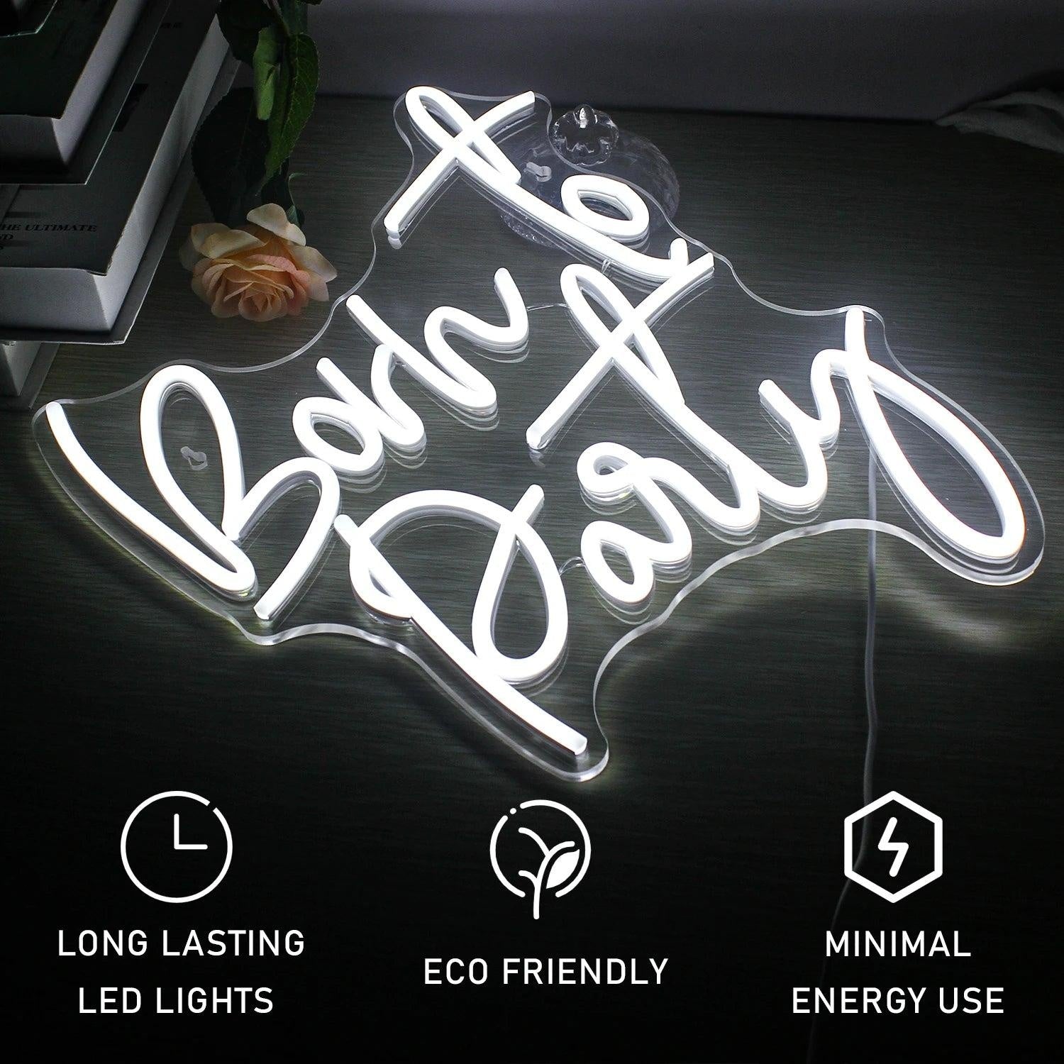 Born To Party White Led Neon Sign Party Decor Bar Wall Art Home Celebration | Shineneon