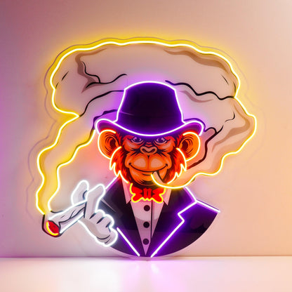 Boss Monkey Blue Purple Pop Art Uv Printed Led Neon Sign For Home Office Decor | Shineneon