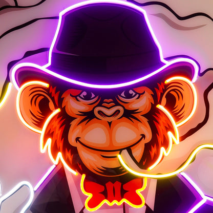 Boss Monkey Blue Purple Pop Art Uv Printed Led Neon Sign For Home Office Decor | Shineneon