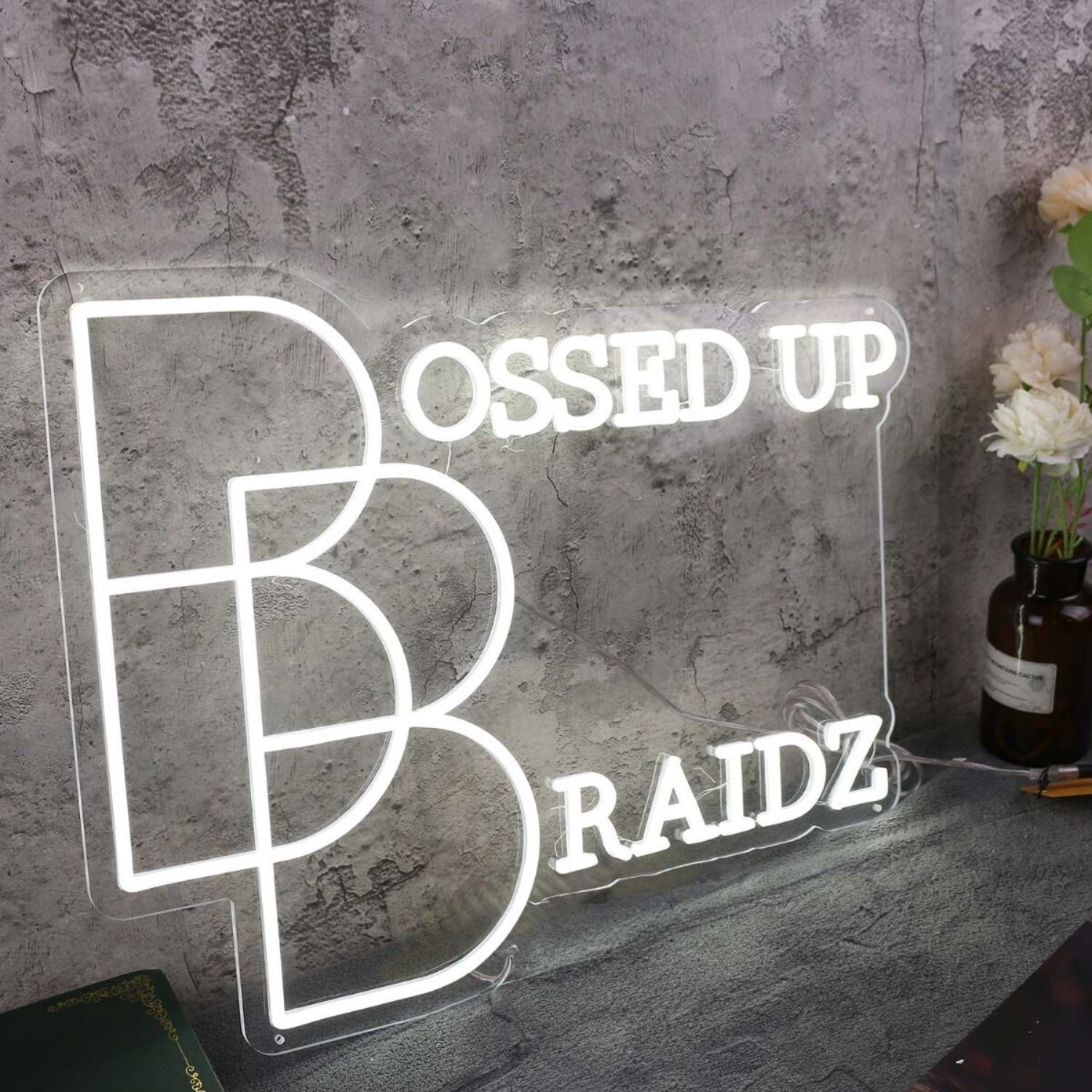Bossed Up Braidz White Neon Sign | Shineneon