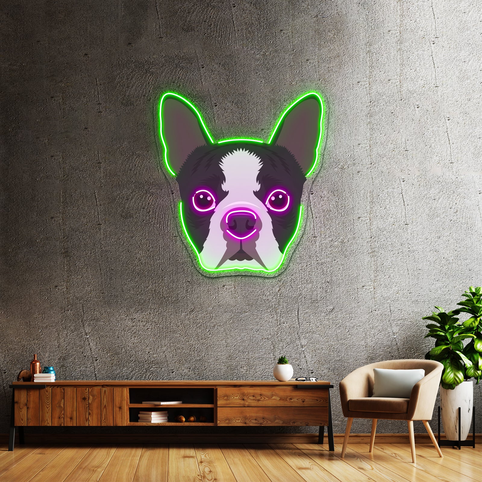 Boston Terrier Artwork Led Neon Sign
