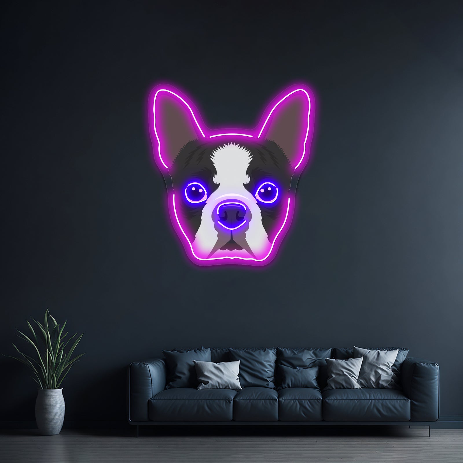 Boston Terrier Artwork Led Neon Sign