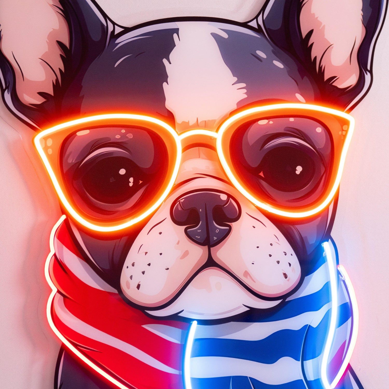Boston Terrier Dog Orange Glasses Uv Printed Led Neon Sign For Pet Shop Home Decor | Shineneon