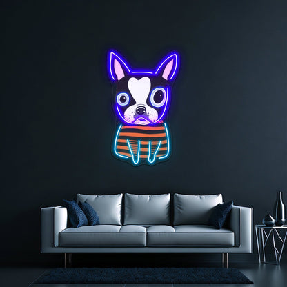 Boston Terrier Striped Artwork Led Neon Sign - Shineneon