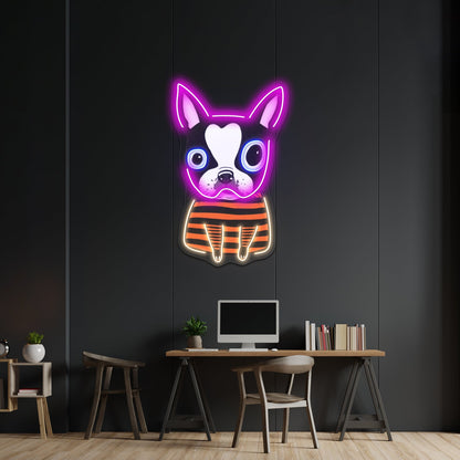 Boston Terrier Striped Artwork Led Neon Sign - Shineneon