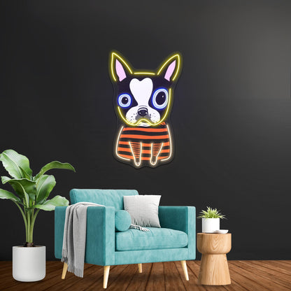 Boston Terrier Striped Artwork Led Neon Sign - Shineneon