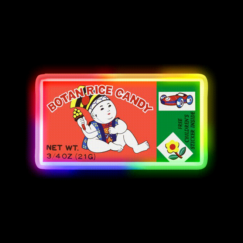 Botan Rice Candy Snack Food Led Neon Sign Rgb Color - LED neon sign close-up detail