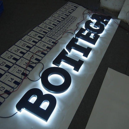 Bottega 3D Backlit Letters Business Metal Led Sign - Shineneon
